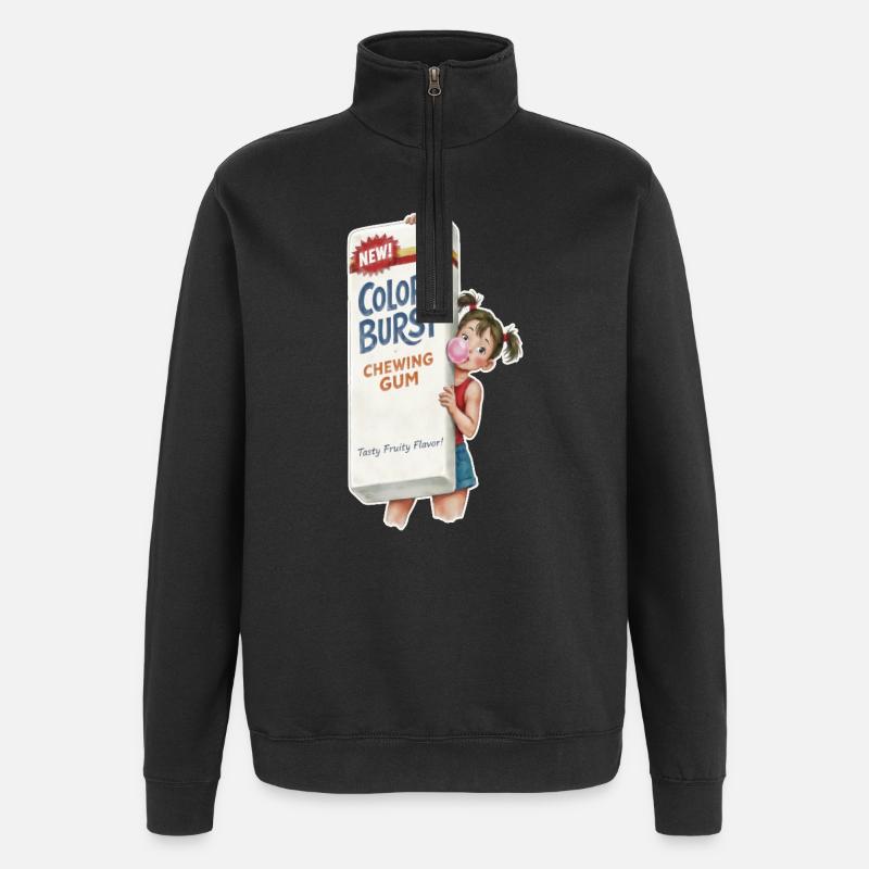  Retro Kaugummi - Quarter-Zip-Sweatshirt - Schwarz