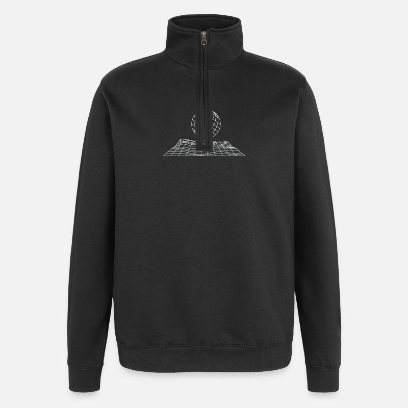 Futuristisches Gitterglobus-Design - Quarter-Zip-Sweatshirt - Schwarz