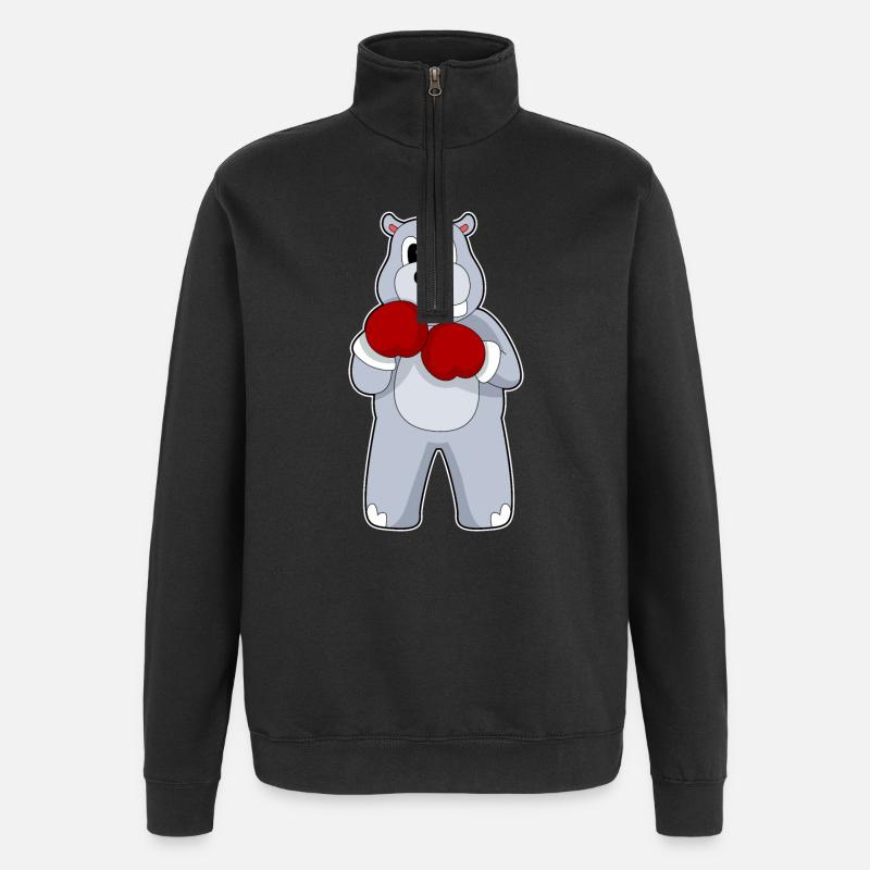Nilpferd Boxer Boxhandschuhe Boxen - Quarter-Zip-Sweatshirt - Schwarz
