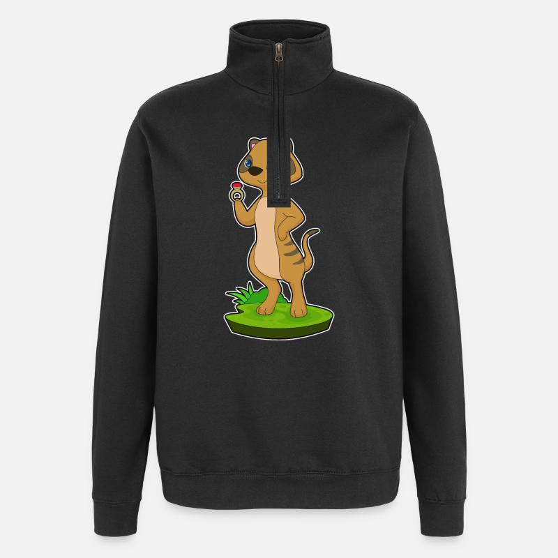 Meerkat Ring - Quarter-Zip Sweatshirt - black