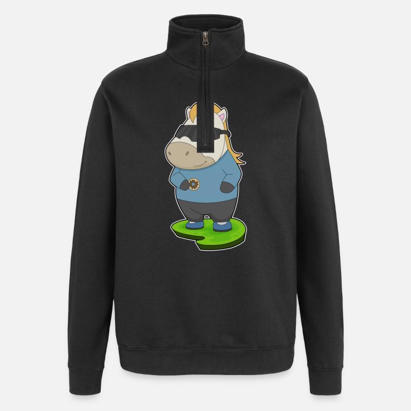 Pferd Donut - Quarter-Zip-Sweatshirt - Schwarz
