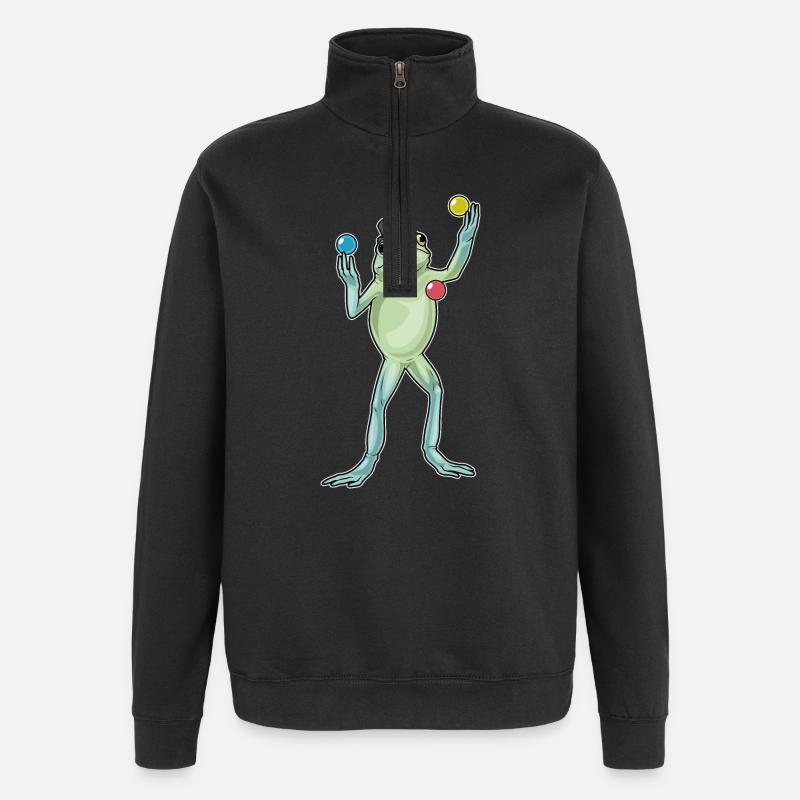 Jongleur grenouille jongleur - Sweat à zip 1/4 - noir