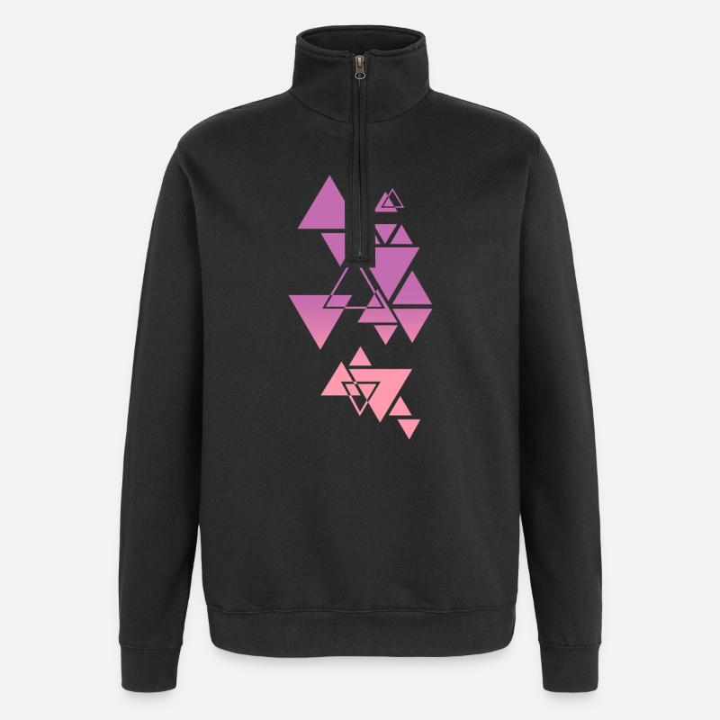 Gradient Triangle Pattern Pink - Quarter-Zip Sweatshirt - black