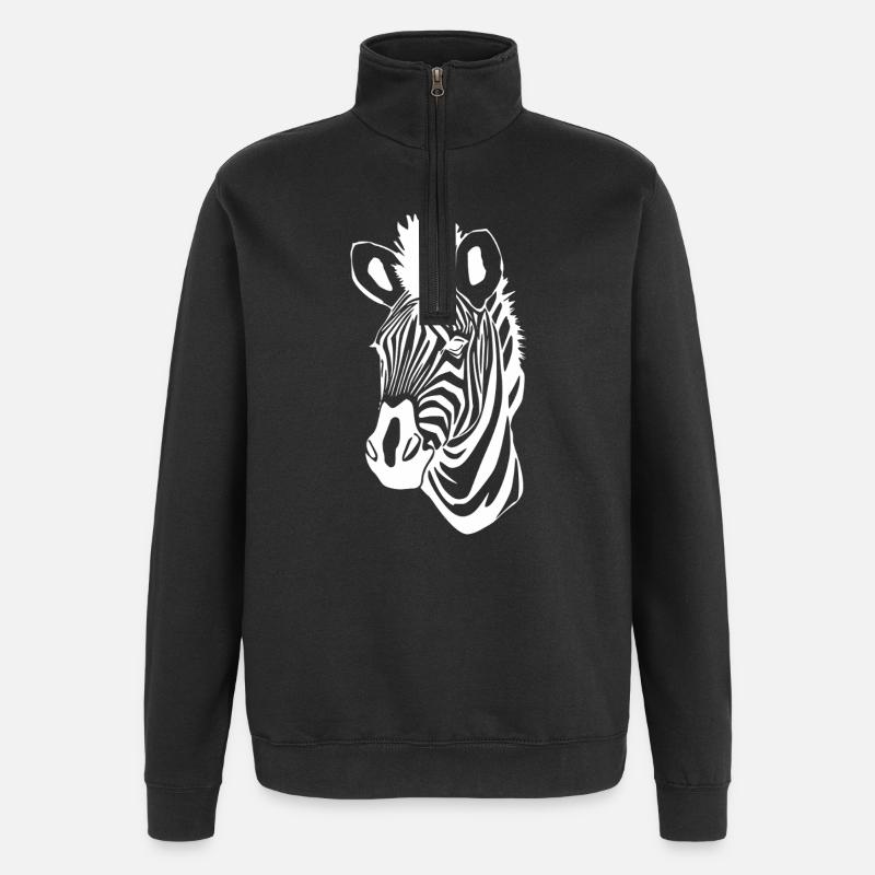 Zebra T-shirt Geschenk - Quarter-Zip-Sweatshirt - Schwarz