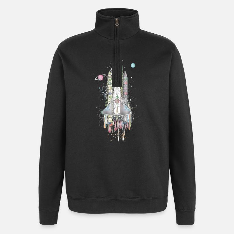 Imaginative Space Shuttle - Artfully Designed - Quarter-Zip Sweatshirt - black
