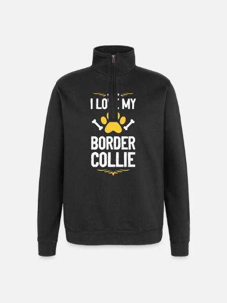 J’adore le Border Collie - Sweat à zip 1/4 - noir