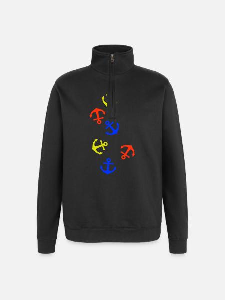 Anker Bunt - Quarter-Zip-Sweatshirt - Schwarz