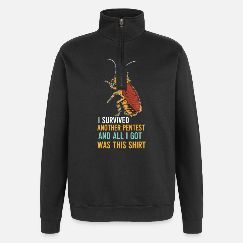 I Survived Another Pentest Kakerlake - Quarter-Zip-Sweatshirt - Schwarz