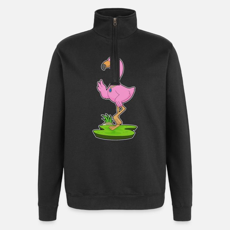 Flamingo Halskette - Quarter-Zip-Sweatshirt - Schwarz