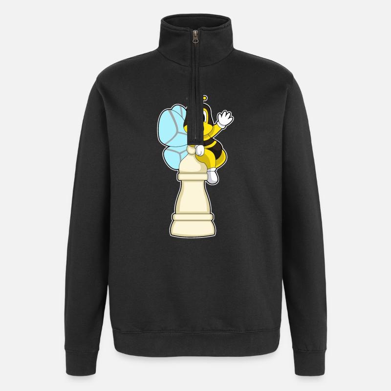 Schachfigur Bauer Biene Schach - Quarter-Zip-Sweatshirt - Schwarz