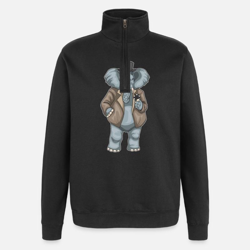 Elefant Poker Pokerchips - Quarter-Zip-Sweatshirt - Schwarz