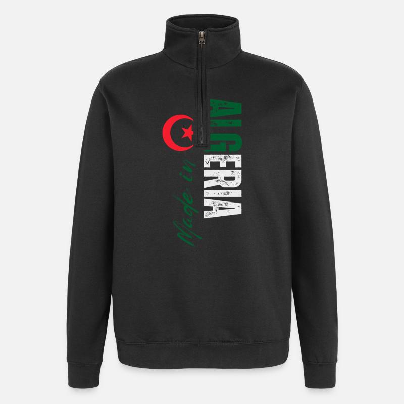 Fabriqué en Algérie, conception verticale - Sweat à zip 1/4 - noir