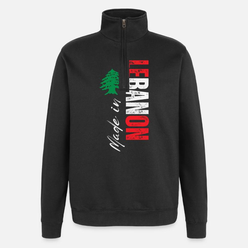 Made in Lebanon, vertical design - Quarter-Zip Sweatshirt - black