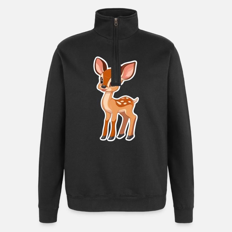 roe deer - Quarter-Zip Sweatshirt - black