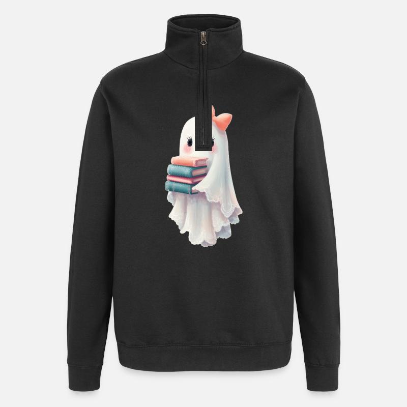 Geist Halloween Bücher - Quarter-Zip-Sweatshirt - Schwarz