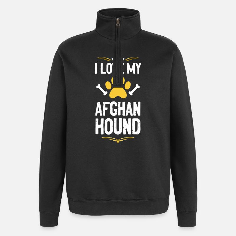 J’adore mon lévrier afghan - Sweat à zip 1/4 - noir
