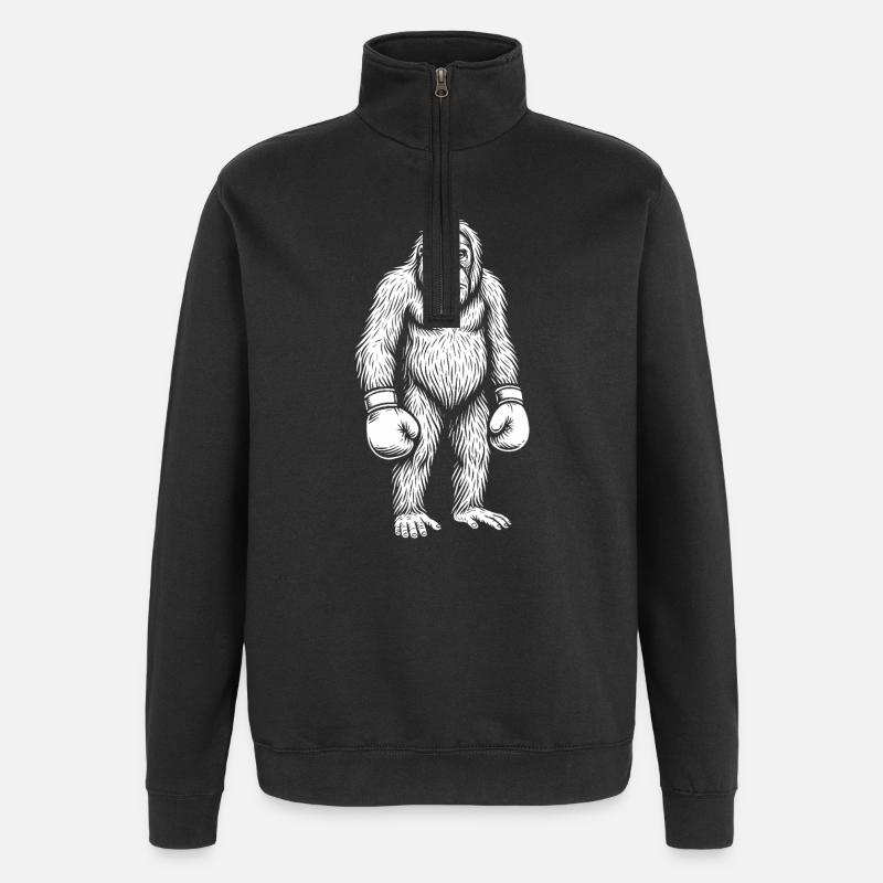 Silhouette de boxe orang-outan - Sweat à zip 1/4 - noir
