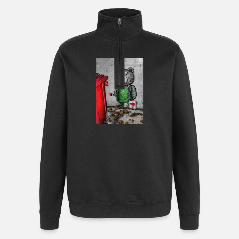 Teddy bear - Quarter-Zip Sweatshirt - black