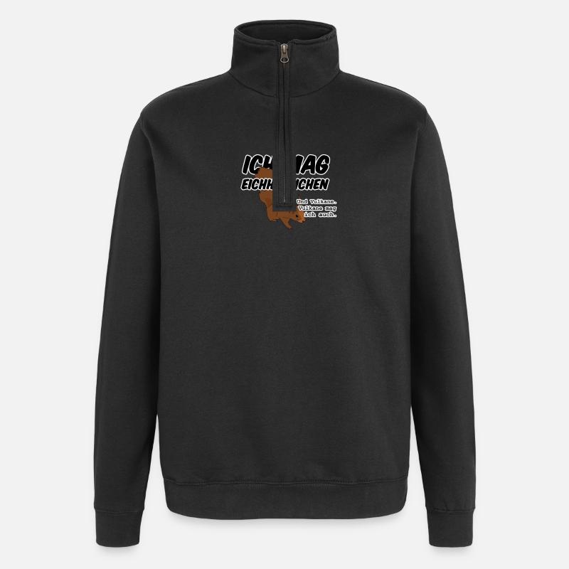 Eichhörnchen Vulkan Quiz Jäger lustig Spruch - Quarter-Zip-Sweatshirt - Schwarz