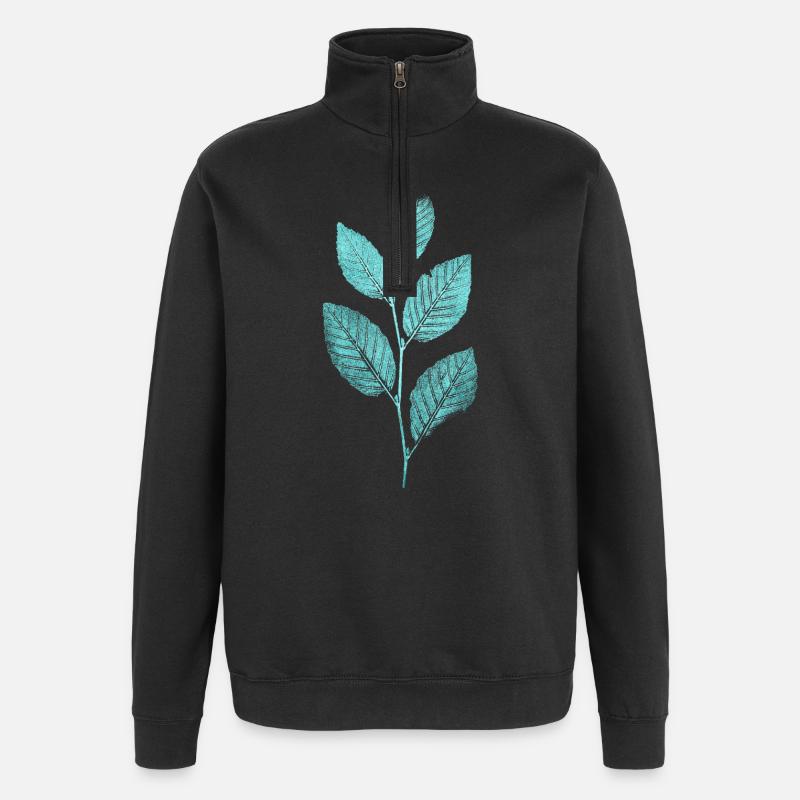 Branche de feuilles / hêtraies - Sweat à zip 1/4 - noir