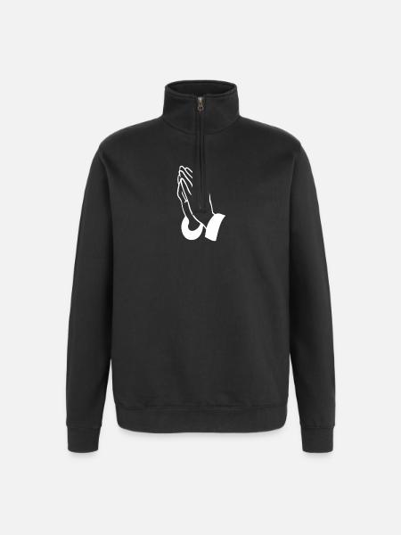 Prayer Hands Line Art - Quarter-Zip Sweatshirt - black