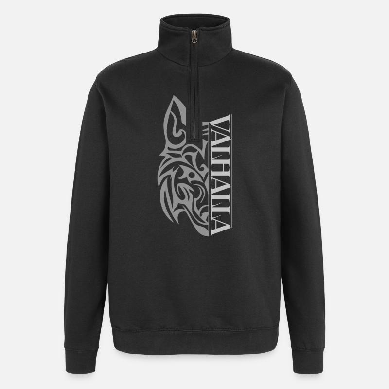 Valhalla Wolf Viking - Quarter-Zip Sweatshirt - black