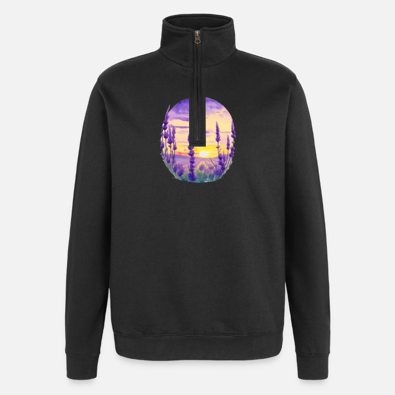 Lavendelfeld - Quarter-Zip-Sweatshirt - Schwarz