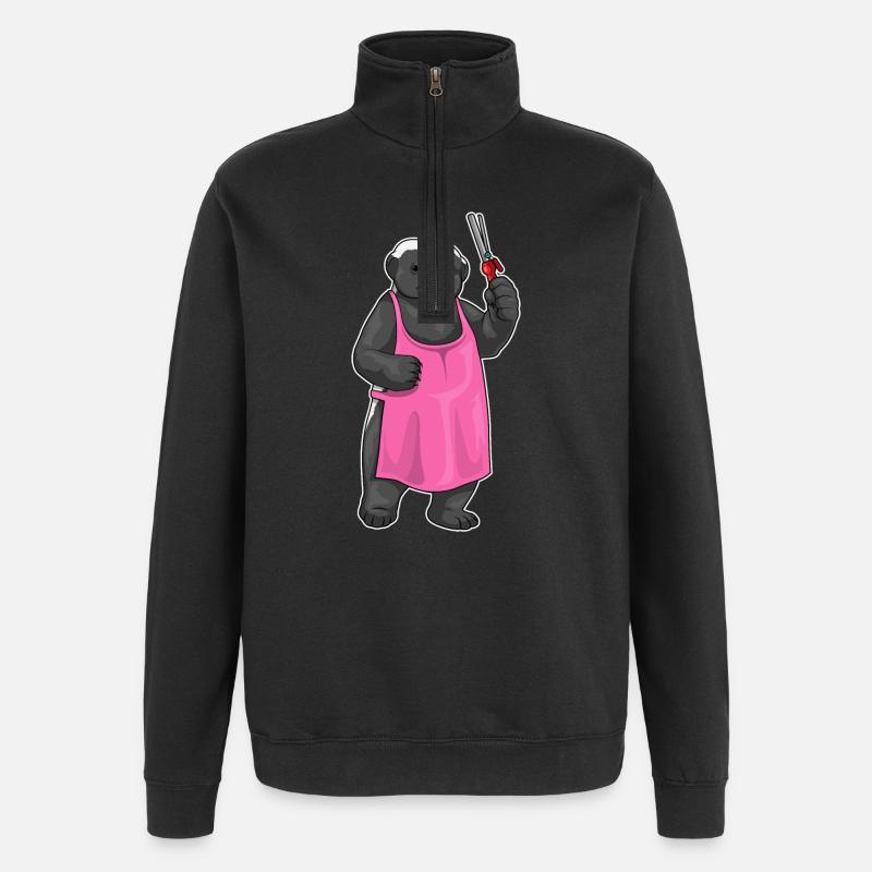 Dachs Friseur Haarklammer - Quarter-Zip-Sweatshirt - Schwarz