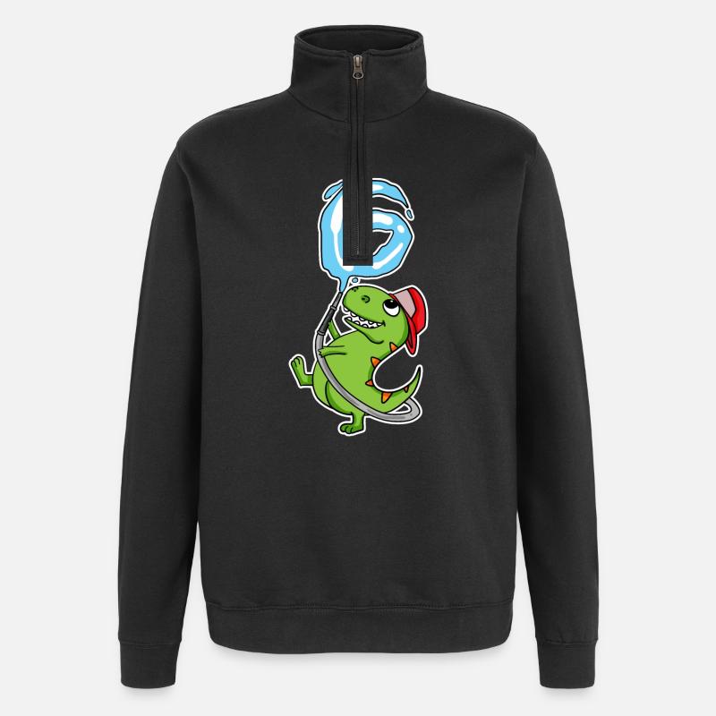 6e anniversaire dinosaure - Sweat à zip 1/4 - noir