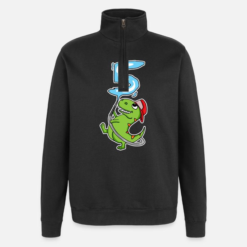 5th Birthday Dinosaur - Quarter-Zip Sweatshirt - black