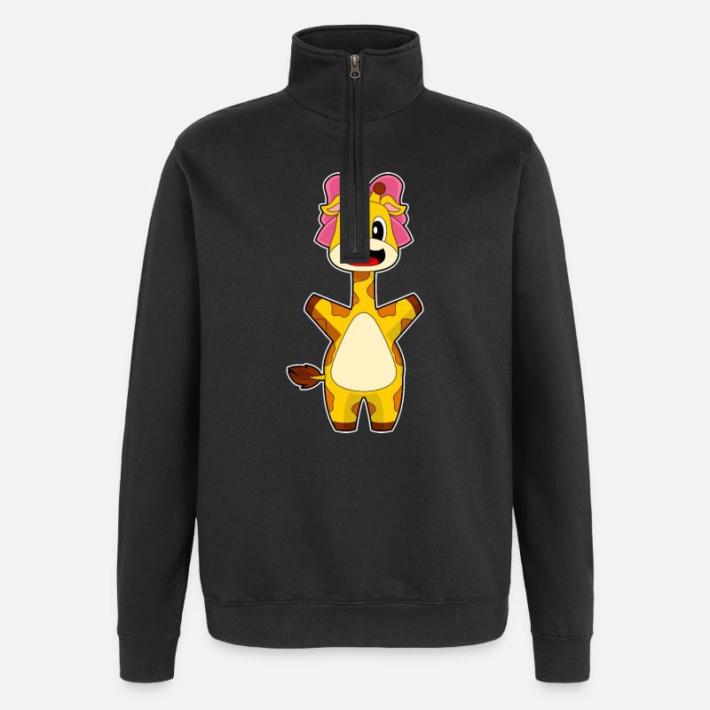 Giraffe Schleife - Quarter-Zip-Sweatshirt - Schwarz