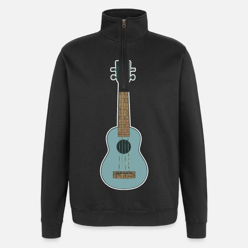 Ukulélé rétro - Sweat à zip 1/4 - noir