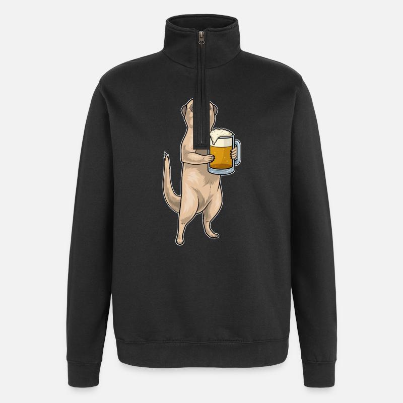 Bière de suricate - Sweat à zip 1/4 - noir