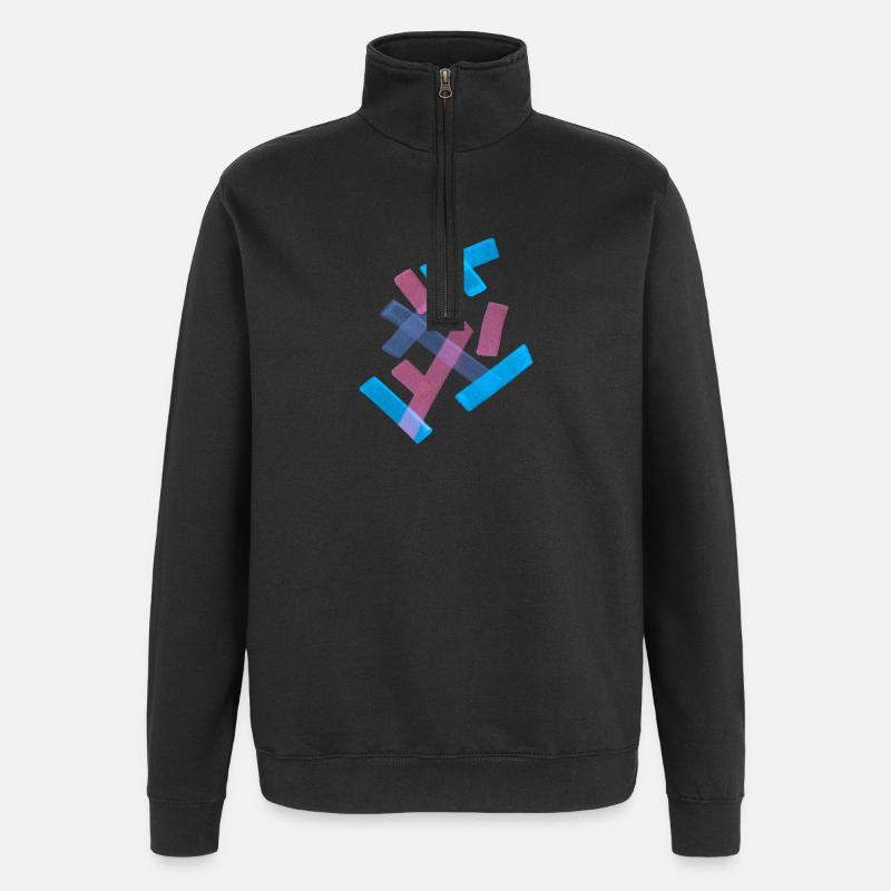 Muster - Modern & Bunt - Quarter-Zip-Sweatshirt - Schwarz