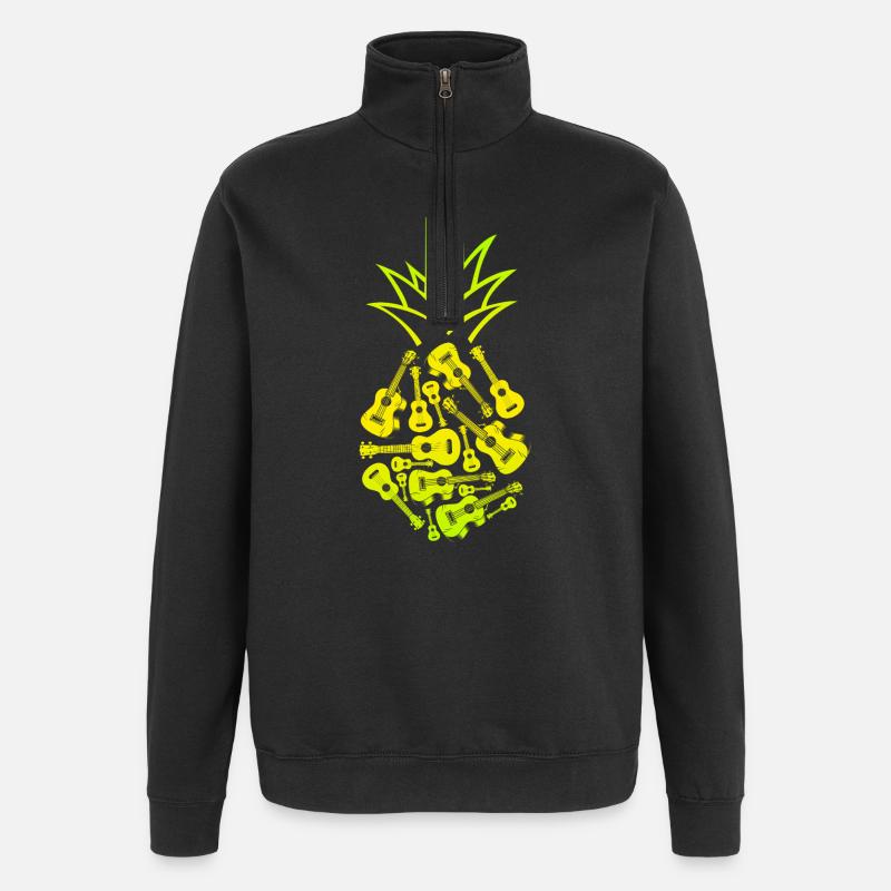 Hawaiian Ukulele Uke Pineapple - Quarter-Zip Sweatshirt - black
