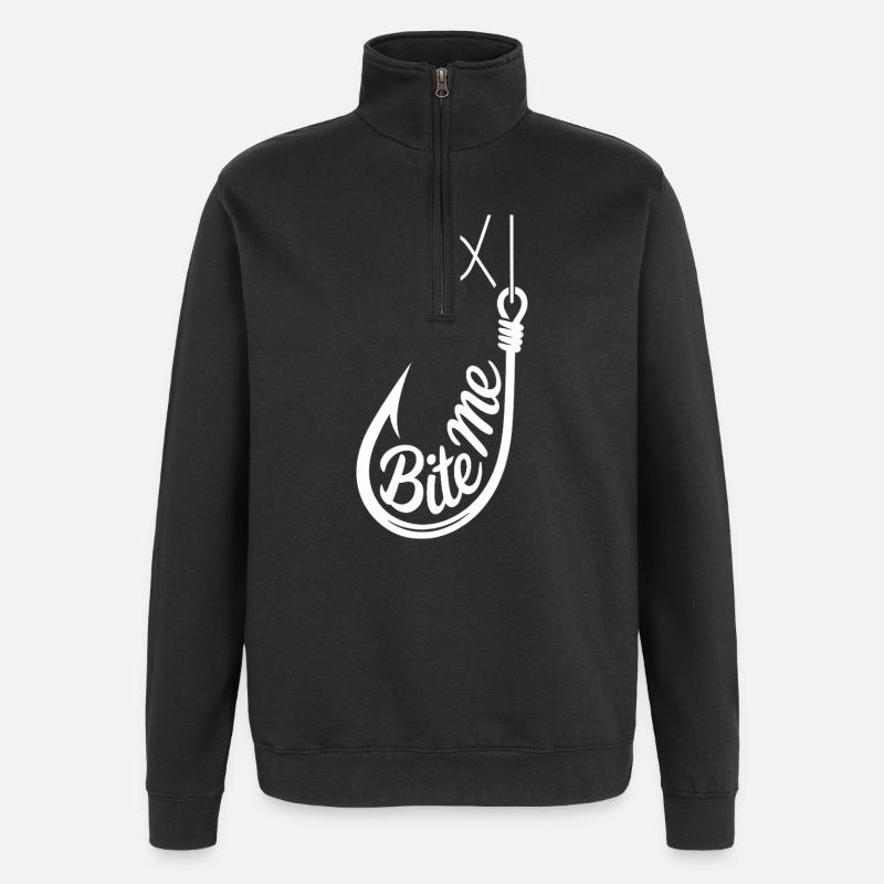Bite Me Hook Grafik-Tee - Quarter-Zip-Sweatshirt - Schwarz