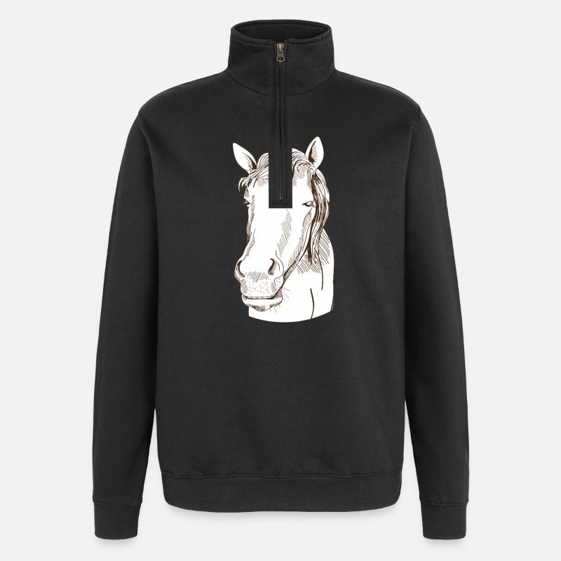 Koń - Bluza z zamkiem 1/4 - czarny