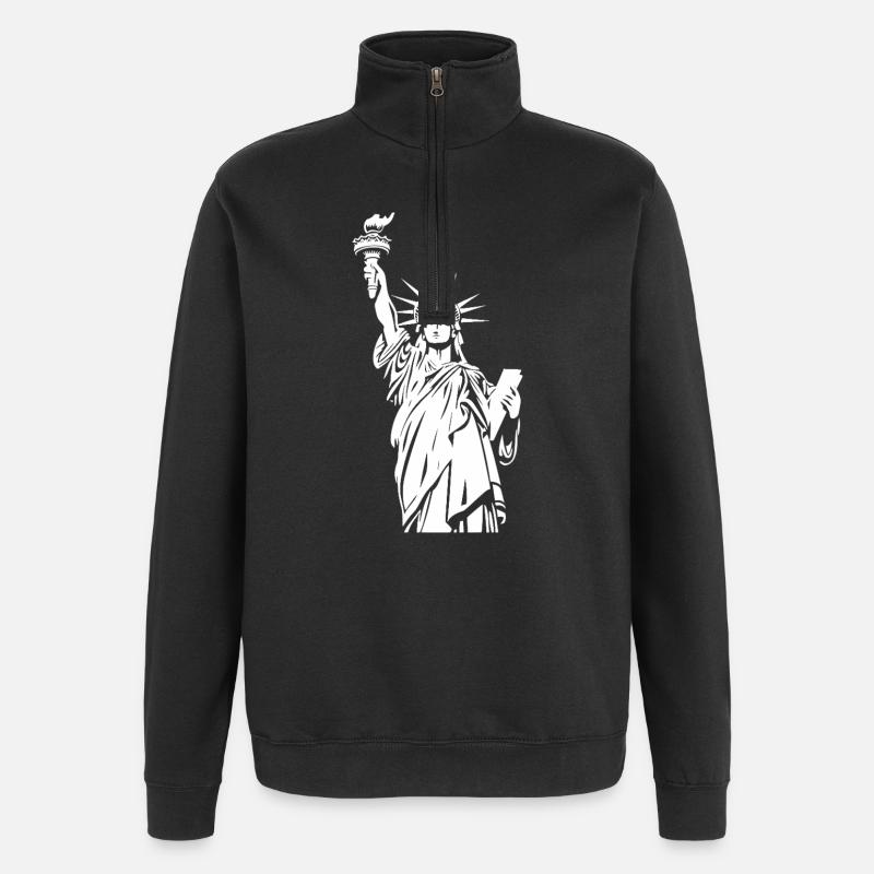 Statue de la Liberté - Sweat à zip 1/4 - noir