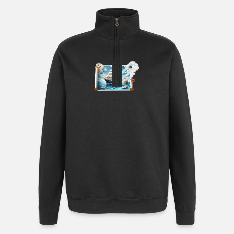 Nautische Segelreise - Quarter-Zip-Sweatshirt - Schwarz
