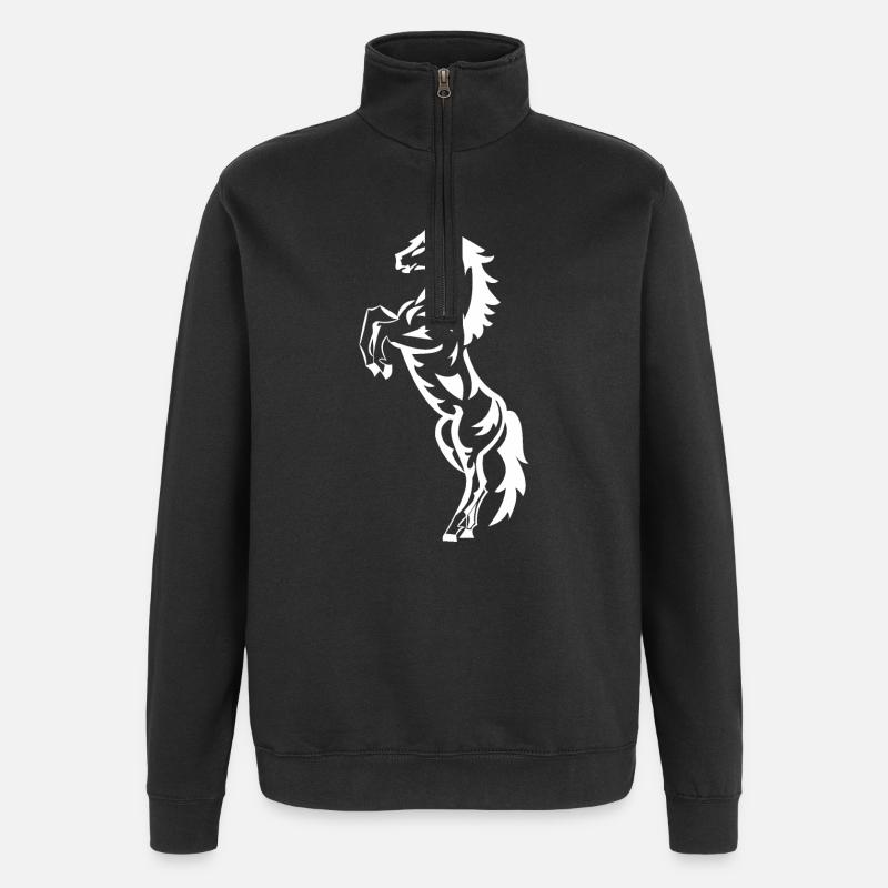Cheval, équitation, cavalier, chevaux - Sweat à zip 1/4 - noir