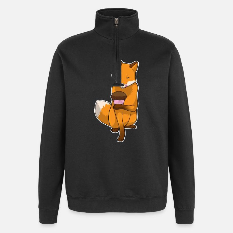 Fox Muffin - Quarter-Zip Sweatshirt - black