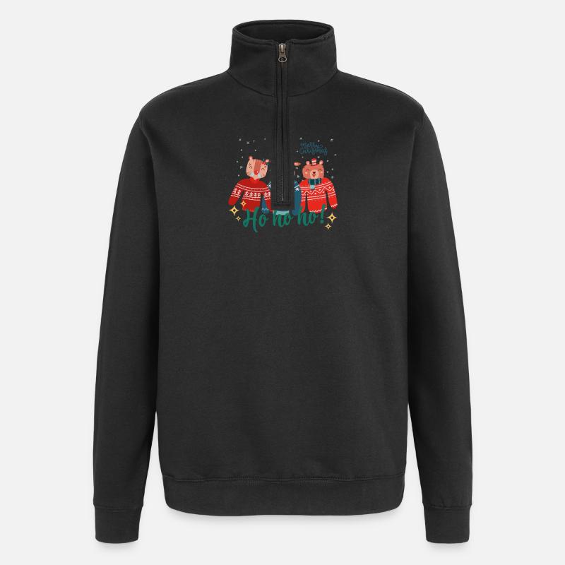 Hässlicher Weihnachtspullover - Frohe Weihnachten - Quarter-Zip-Sweatshirt - Schwarz