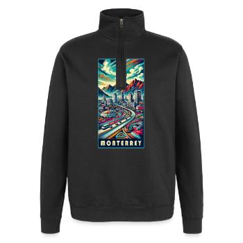 Monterrey Mexiko Stadt Reise Design - Quarter-Zip-Sweatshirt - Schwarz - Vorne - AI Model Female 172 light (172cm) & AI Model Male 178 dark (178cm)