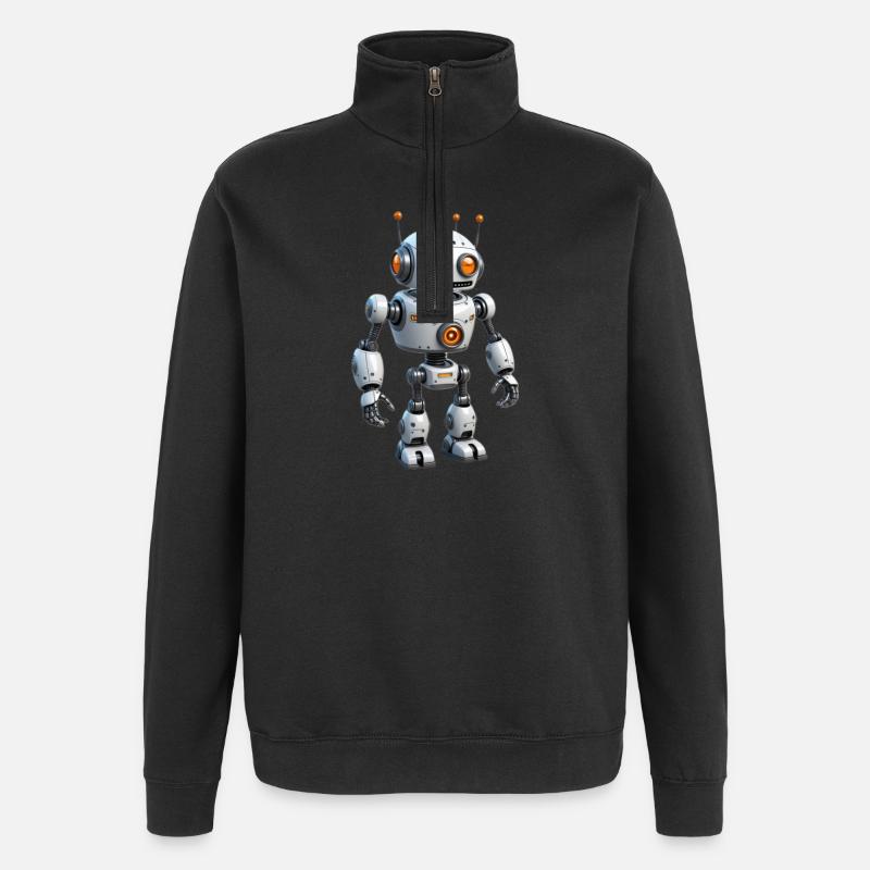 Robot de dessin animé - Sweat à zip 1/4 - noir