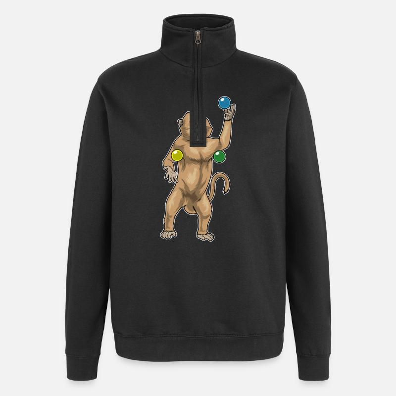 Singe jongleur jongleur - Sweat à zip 1/4 - noir