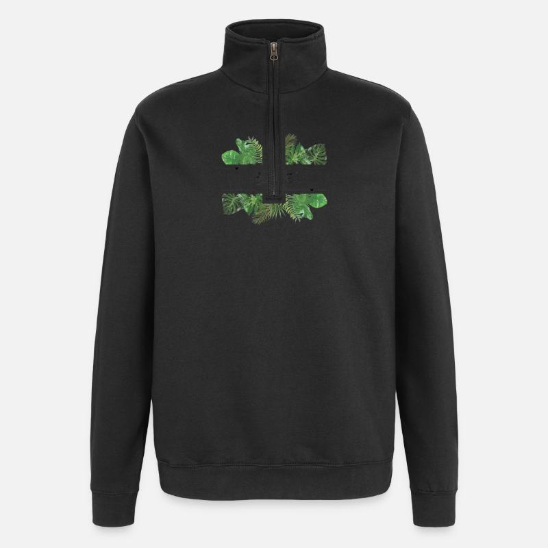 Feuilles de palmier vert mariée - Sweat à zip 1/4 - noir