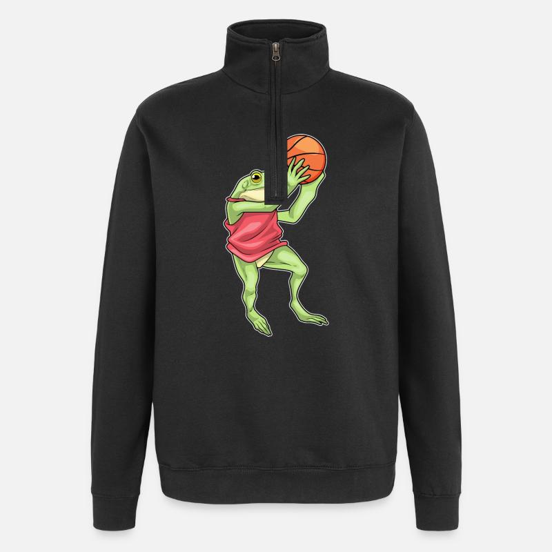 grenouille basketteur basketteur - Sweat à zip 1/4 - noir