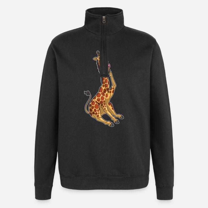 Glace gaufre girafe - Sweat à zip 1/4 - noir