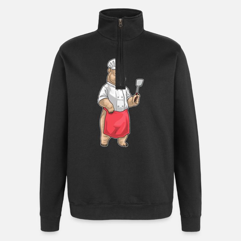 Bär Koch Pfannenwender Kochen - Quarter-Zip-Sweatshirt - Schwarz