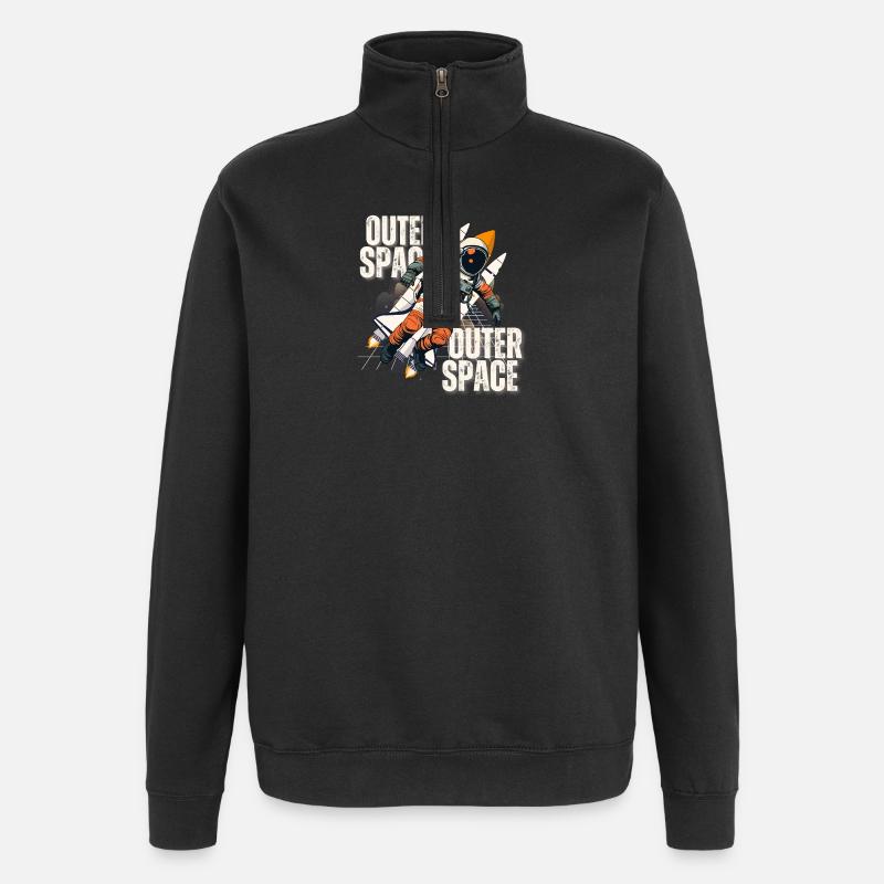 Astronaut in rocket jump - Quarter-Zip Sweatshirt - black